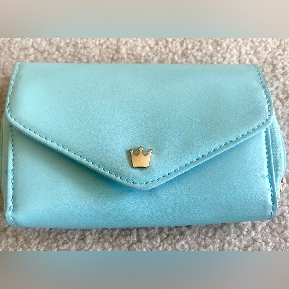 Crown clutch/aqua pouch-purse
